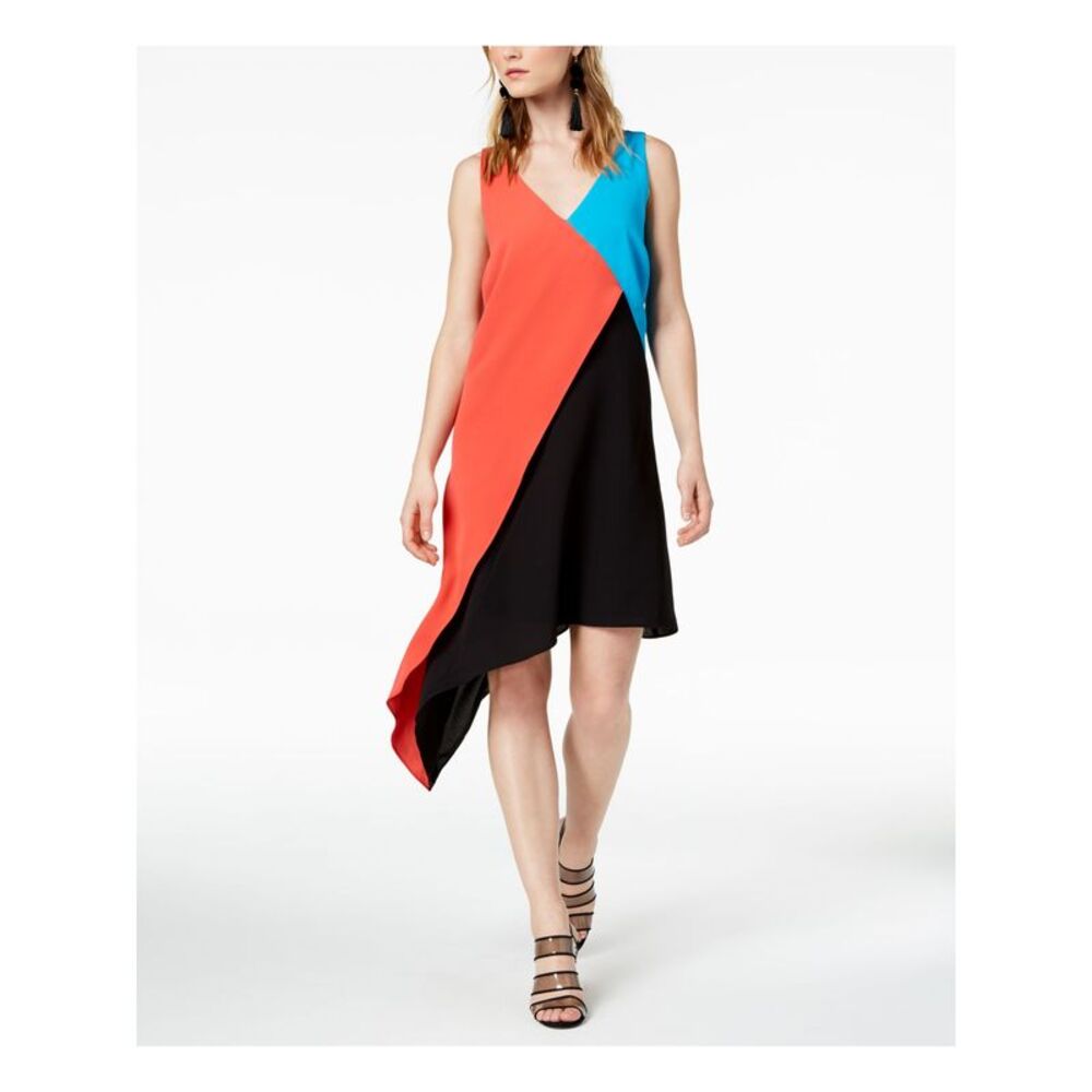 BAR III Womens Black Asymmetrical Sleeveless Scoop Neck Above The Knee Dress XS